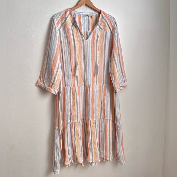 Soft Surroundings Laguna Gauze Midi Tiered Dress - Picture 15 of 15